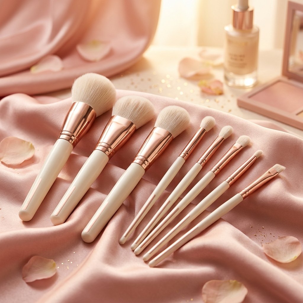 Luxe Pro premium brushes on pink silk